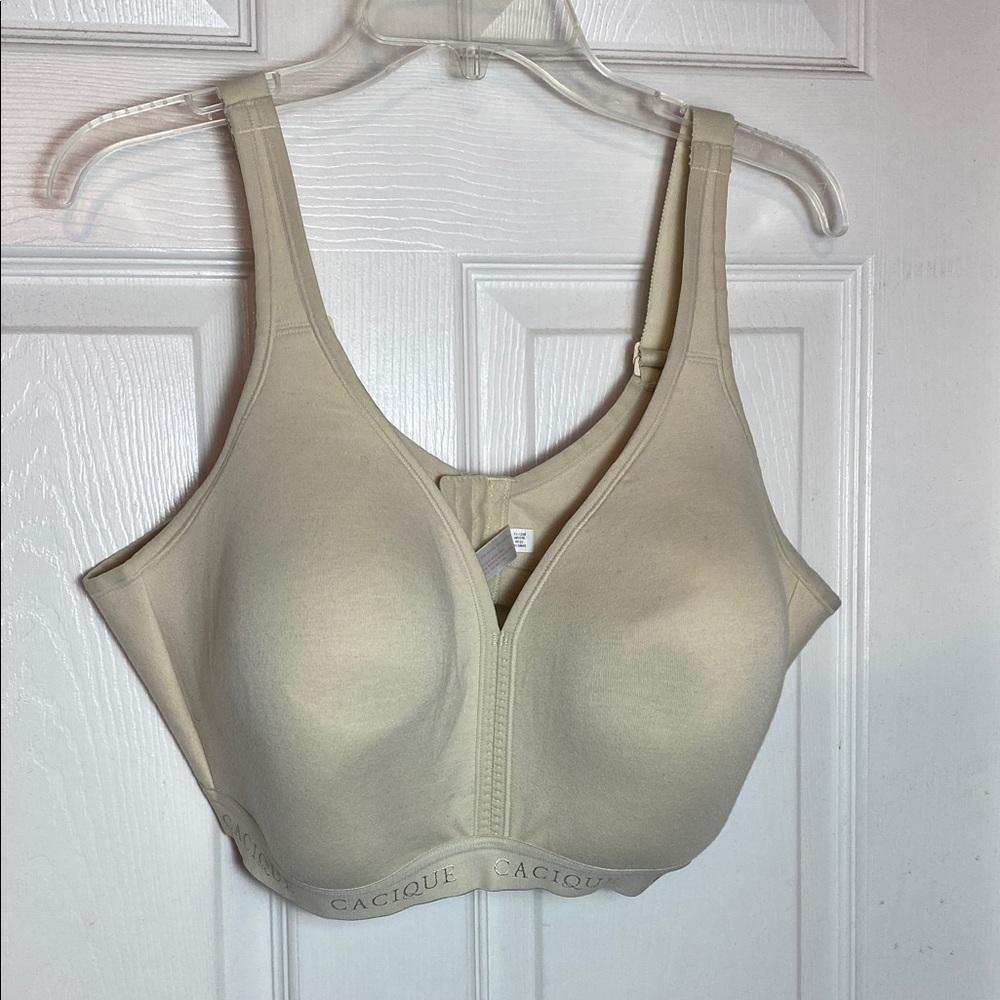 Cacique Women's Cream Full-Coverage Bra Lightly Lined No Wire Size 46DDD